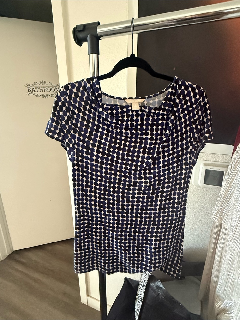 Banana Republic Navy and White Dot Shift Mini Dress